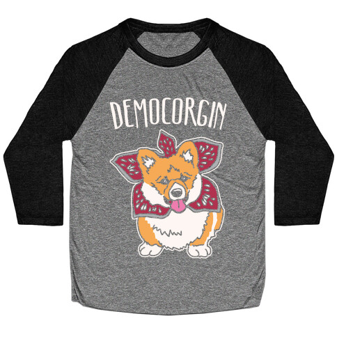 Democorgin Parody White Print Baseball Tee