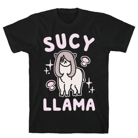 Sucy Llama Parody White Print T-Shirt