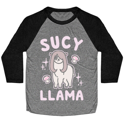 Sucy Llama Parody White Print Baseball Tee