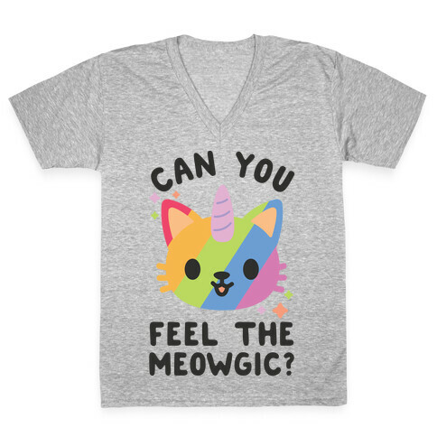 Can You Feel The Meowgic V-Neck Tee Shirt
