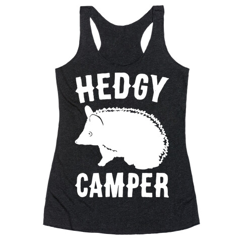 Hedgy Camper White Print Racerback Tank Top