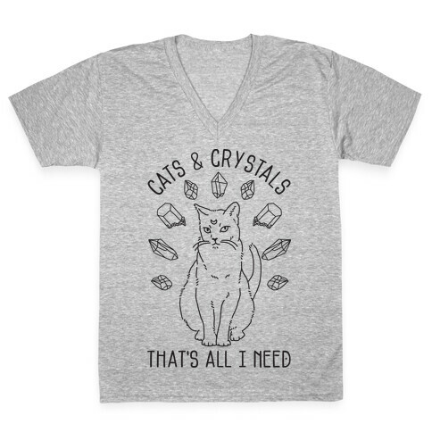Cats and Crystals V-Neck Tee Shirt