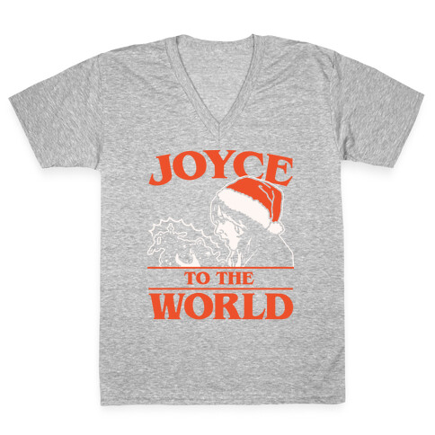 Joyce To The World Parody White Print V-Neck Tee Shirt
