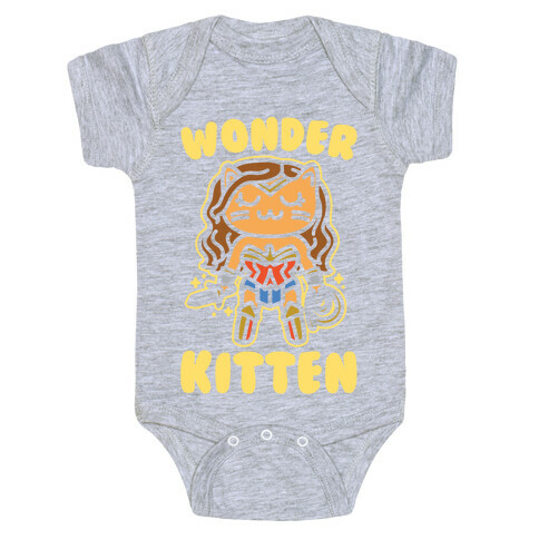 Wonder Kitten Parody White Print Baby One-Piece