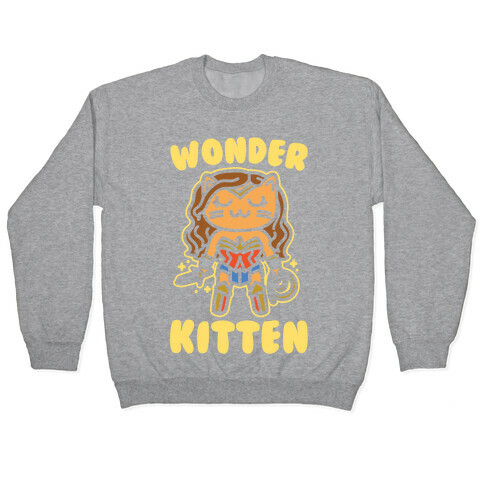 Wonder Kitten Parody White Print Pullover