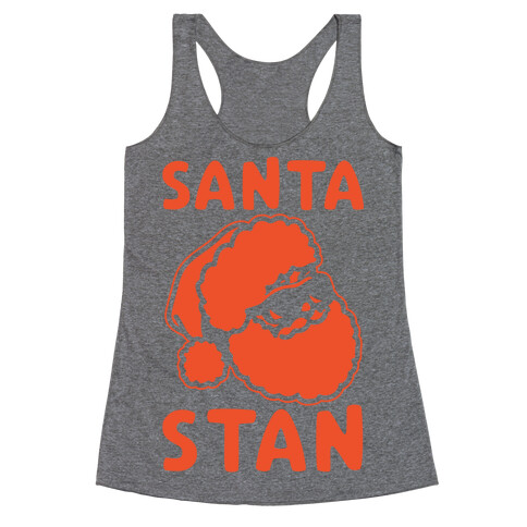 Santa Stan Parody White Print Racerback Tank Top