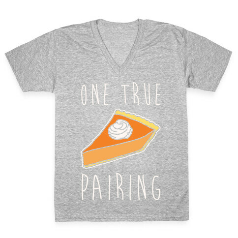 One True Pairing Parody White Print V-Neck Tee Shirt