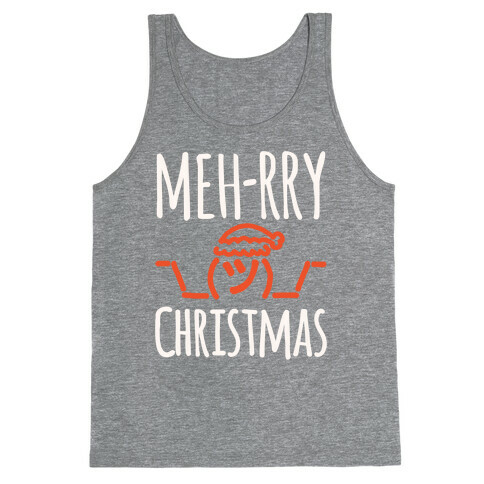 Meh-rry Christmas Parody White Print Tank Top