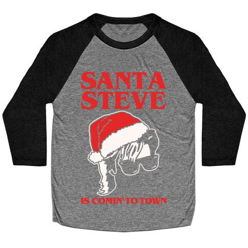 Santa Steve Parody White Print Baseball Tee