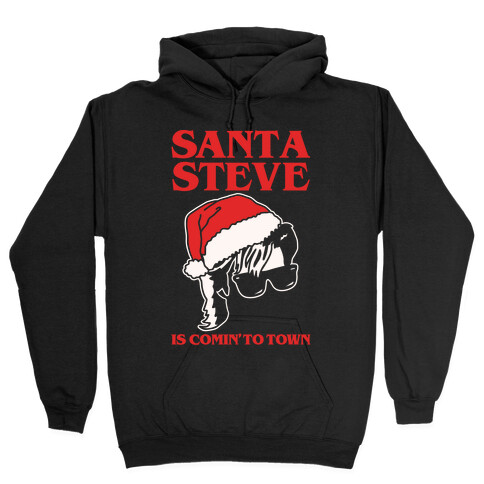 Santa Steve Parody White Print Hooded Sweatshirt