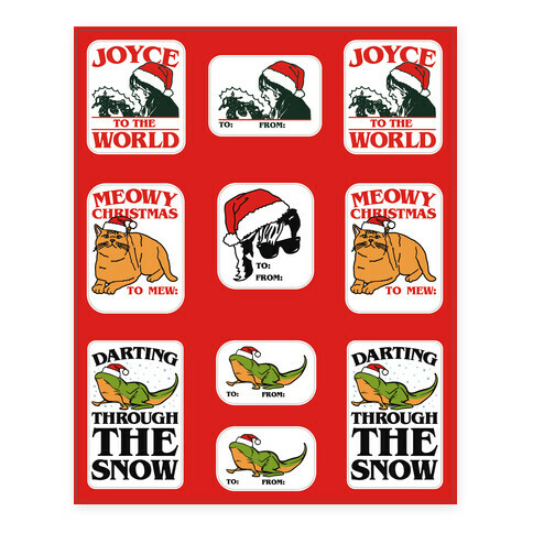 Stranger Holiday Gift Tags Parody Stickers and Decal Sheet