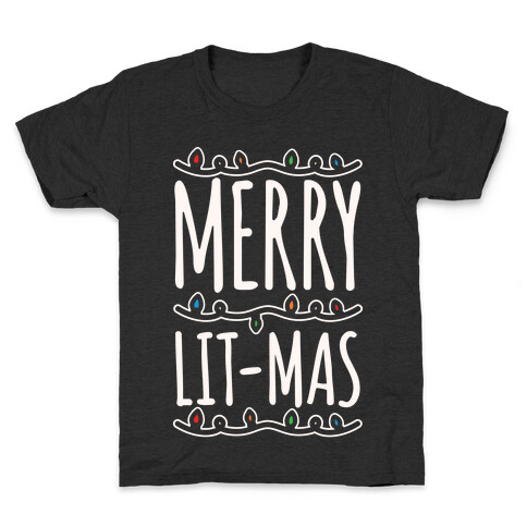 Merry Lit-mas White Font Kids T-Shirt