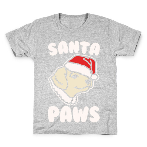 Santa Paws White Print Kids T-Shirt