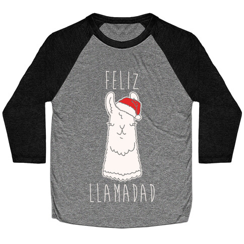 Feliz Llamadad Parody White Print Baseball Tee