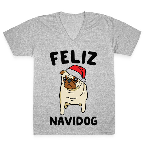 Feliz Navidog Parody V-Neck Tee Shirt