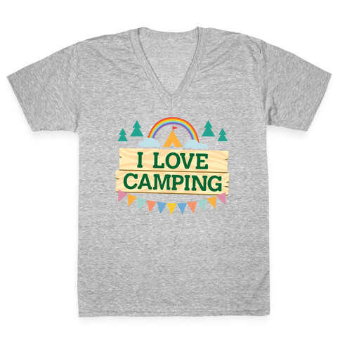 I Love Camping (Pocket Camp Parody) V-Neck Tee Shirt