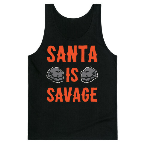 Santa Is Savage White Print Tank Top