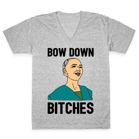 Bow Down Bitches Parody V-Neck Tee Shirt