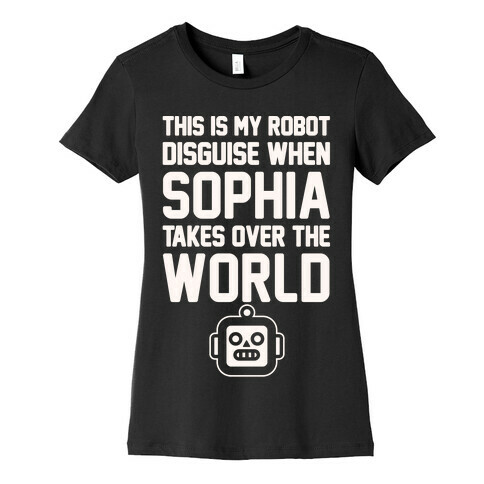 Robot Disguise White Print Womens T-Shirt