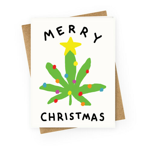 Merry Christmas Pot Leaf Greeting Card