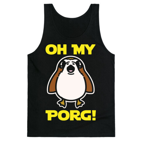 Oh My Porg Parody White Print Tank Top