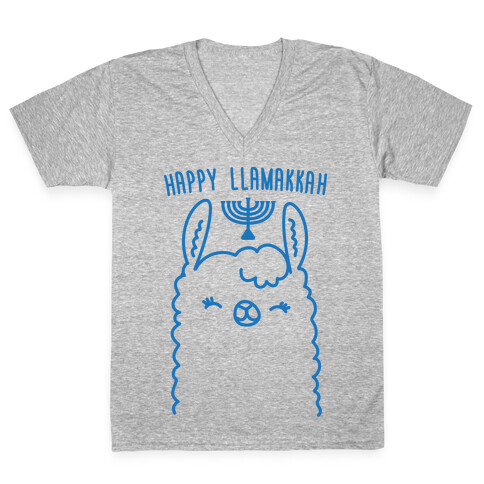 Happy Llamakkah V-Neck Tee Shirt