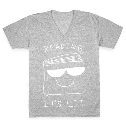 Reading It's Lit V-Neck Tee Shirt