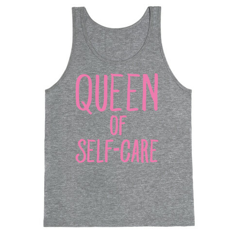 Queen of Self-Care White Print Tank Top