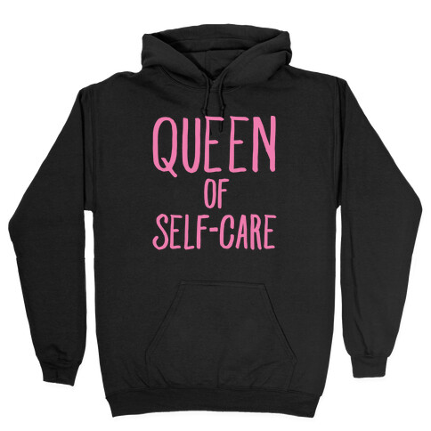 Queen of Self-Care White Print Hooded Sweatshirt