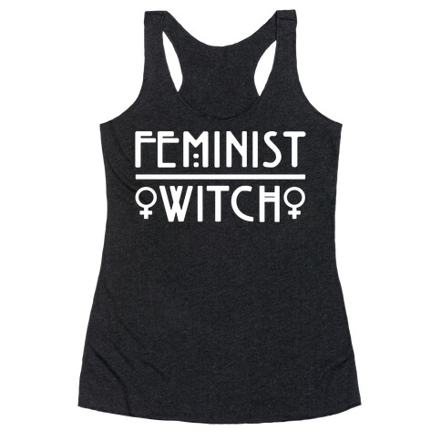 Feminist Witch White Print Racerback Tank Top