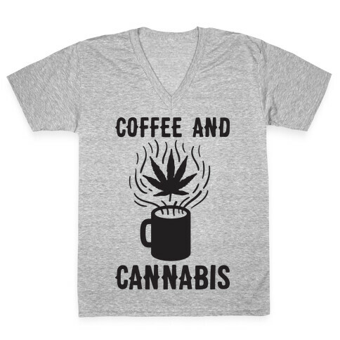 Coffee And Cannabis V-Neck Tee Shirt