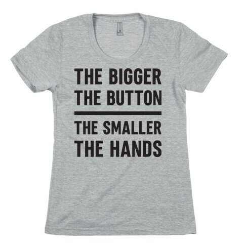 The Bigger The Button The Smaller The Hands Womens T-Shirt