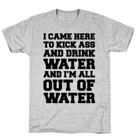 I Came Here To Kick Ass and Drink Water Parody T-Shirt