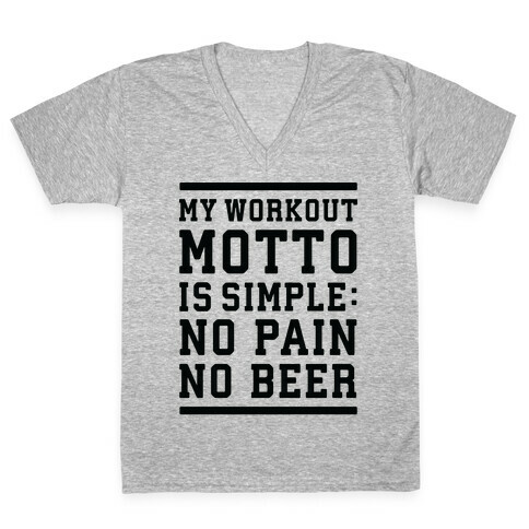 No Pain No Beer V-Neck Tee Shirt