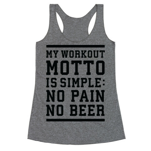 No Pain No Beer Racerback Tank Top