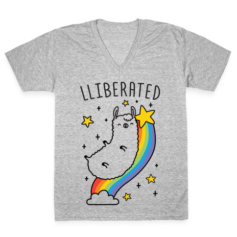 Liberated Llama V-Neck Tee Shirt