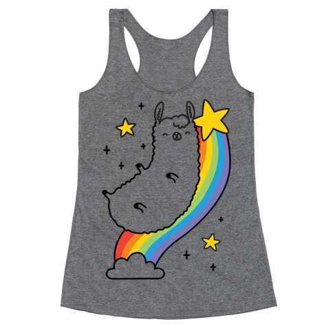 Llama On A Rainbow Racerback Tank Top