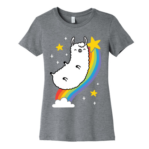 Llama On A Rainbow Womens T-Shirt