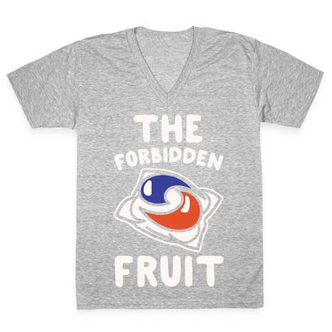 The Forbidden Fruit White Print V-Neck Tee Shirt