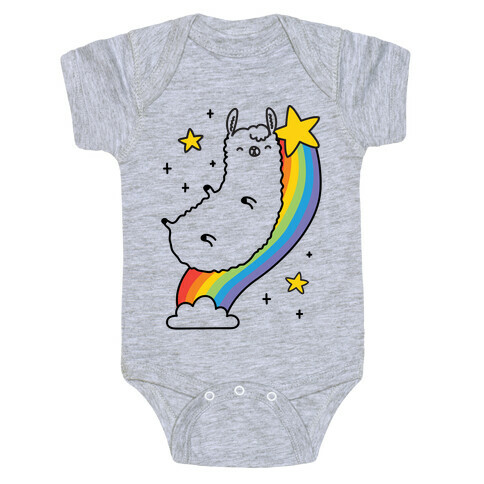 Llama On A Rainbow Baby One-Piece