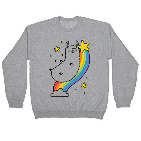 Llama On A Rainbow Pullover