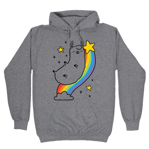 Llama On A Rainbow Hooded Sweatshirt