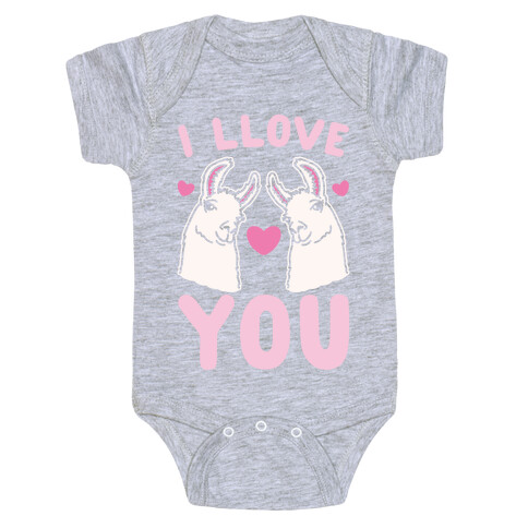 I LLove You LLama Valentine Parody White Print Baby One-Piece