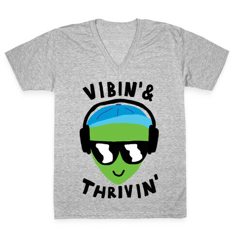 Vibing And Thriving V-Neck Tee Shirt