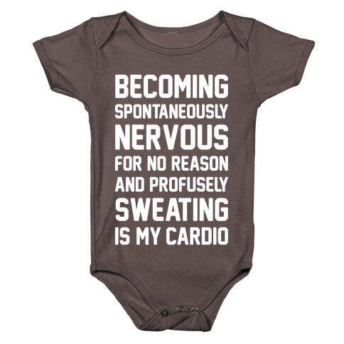 Nervous Sweating Is My Cardio Parody White Print Baby One-Piece