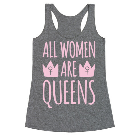 All Women Are Queens White Print Racerback Tank Top