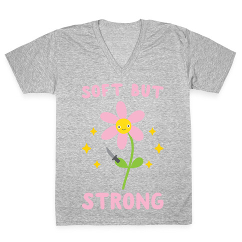 Soft But Strong Flower V-Neck Tee Shirt