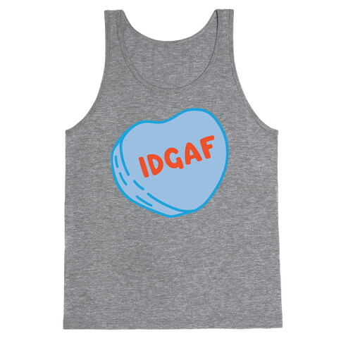 IDGAF Conversation Heart Parody White Print Tank Top