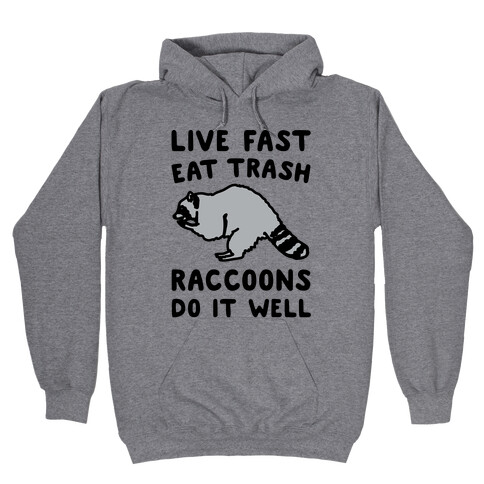 Live Fast Eat Trash Raccoons Do It Well Parody Hooded Sweatshirt