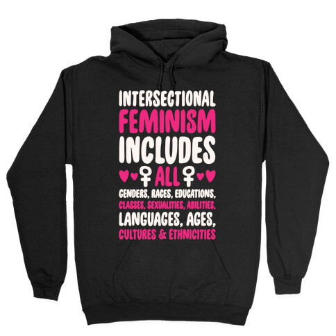 Intersectional Feminism White Print Hooded Sweatshirt